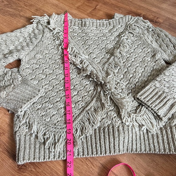 Majorelle gray sweater knit fringe wool blend pullover size small